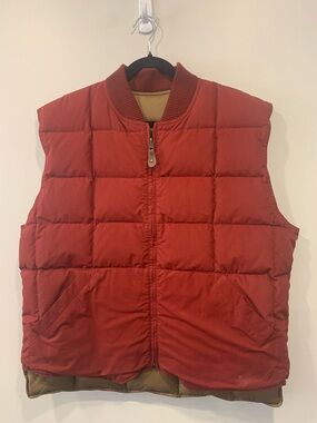 Men's Quilted Reversible Puffer Vest - Rust Red (as is)